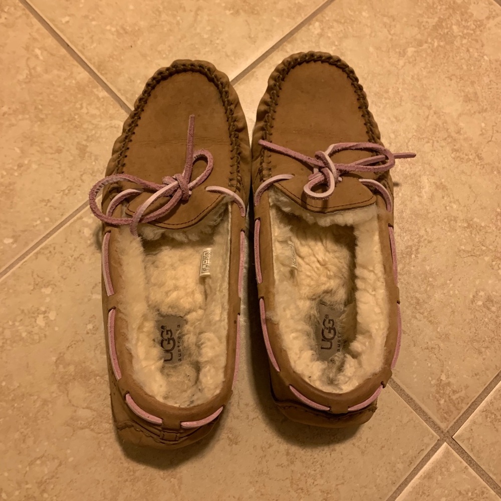 Tan with pink lace UGG Moccasins